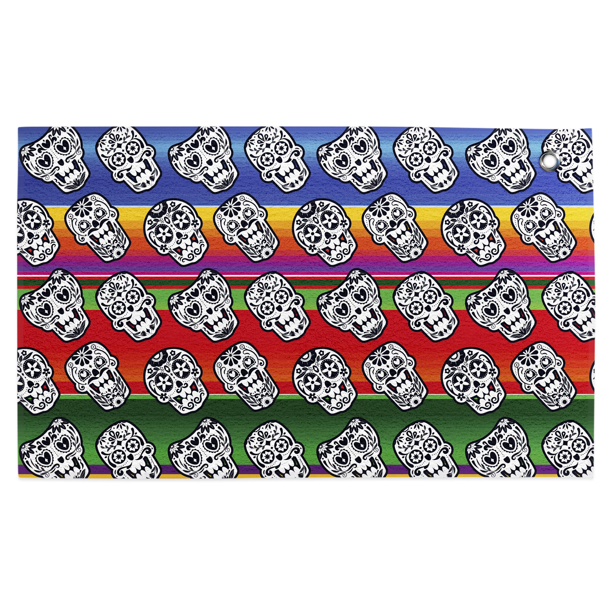 Serape Sugar Skull White Golf Towel