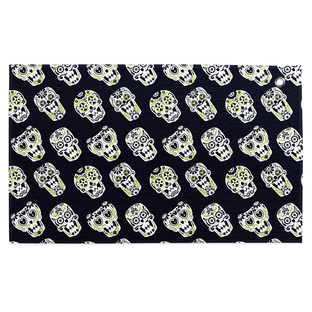 Sugar Skull Black Golf Towel