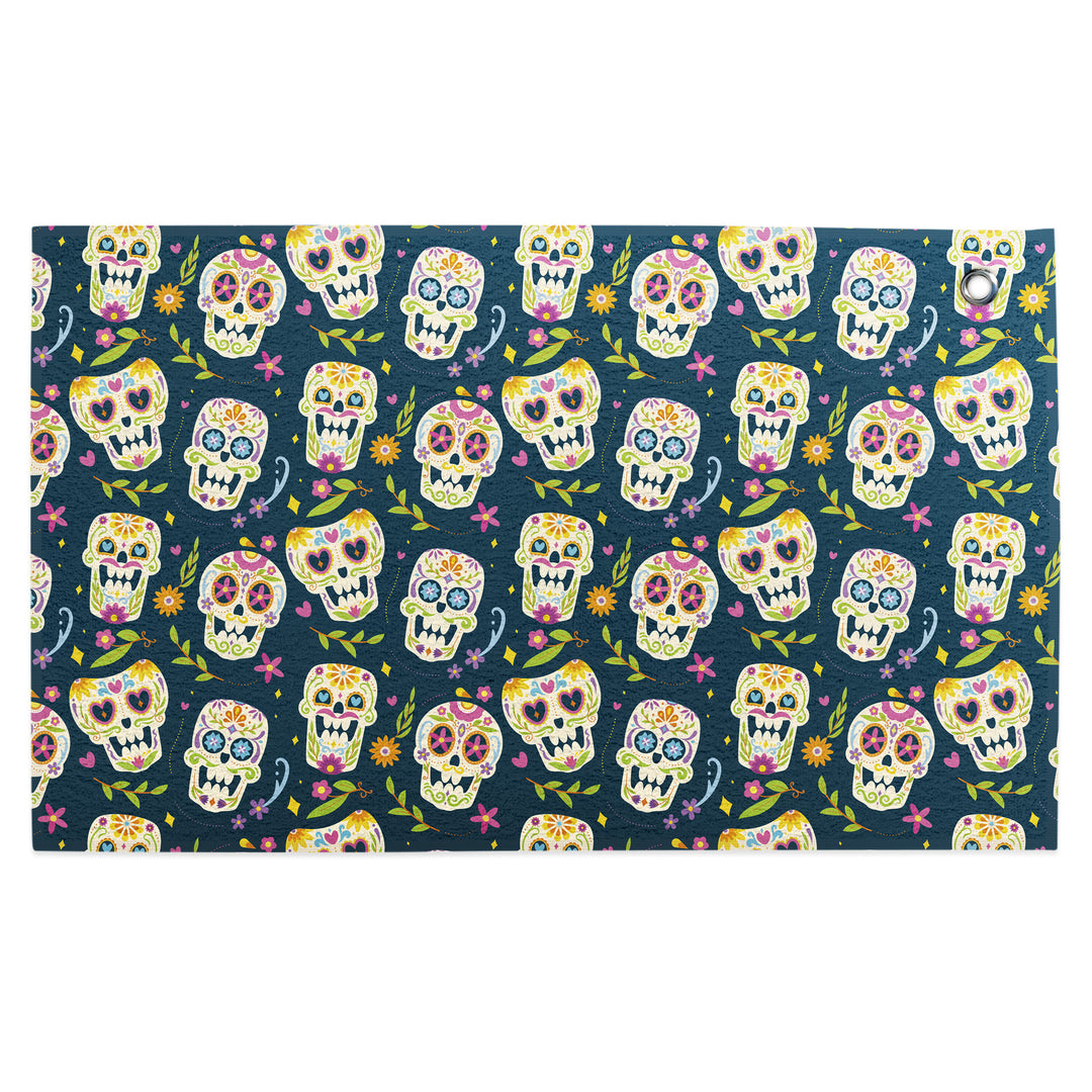 Sugar Skull Blue Golf Towel