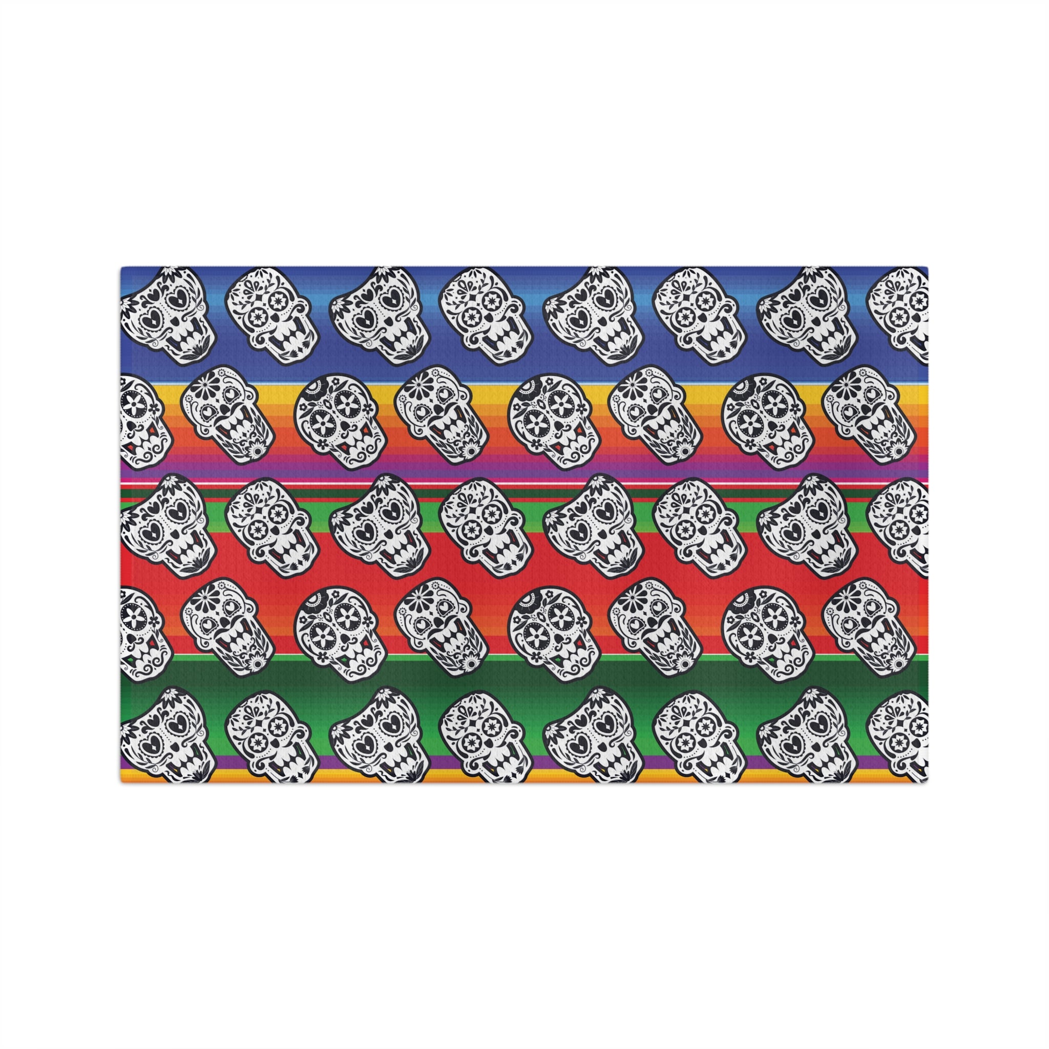 Serape Sugar Skull White Golf Towel