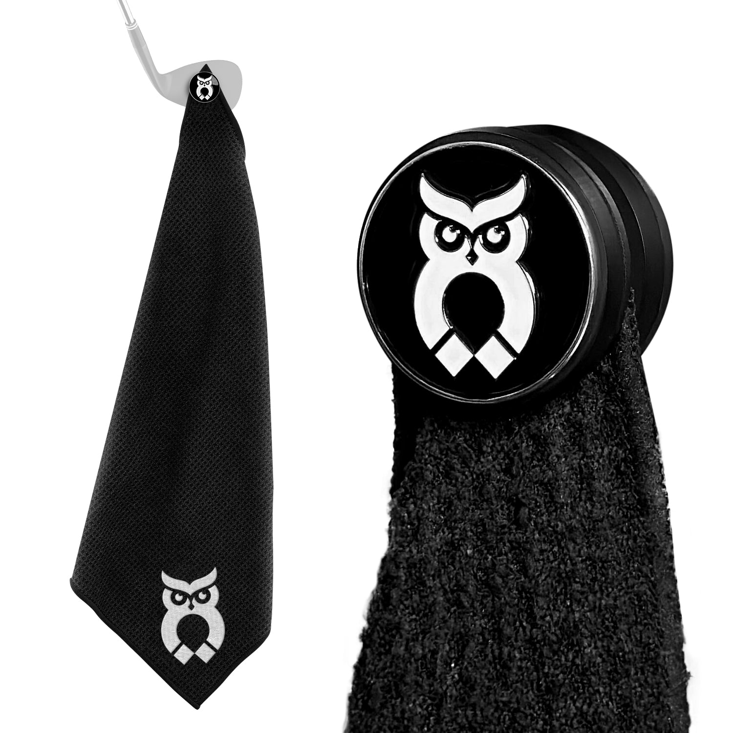 Black MagnetOwl Golf Towel Kit