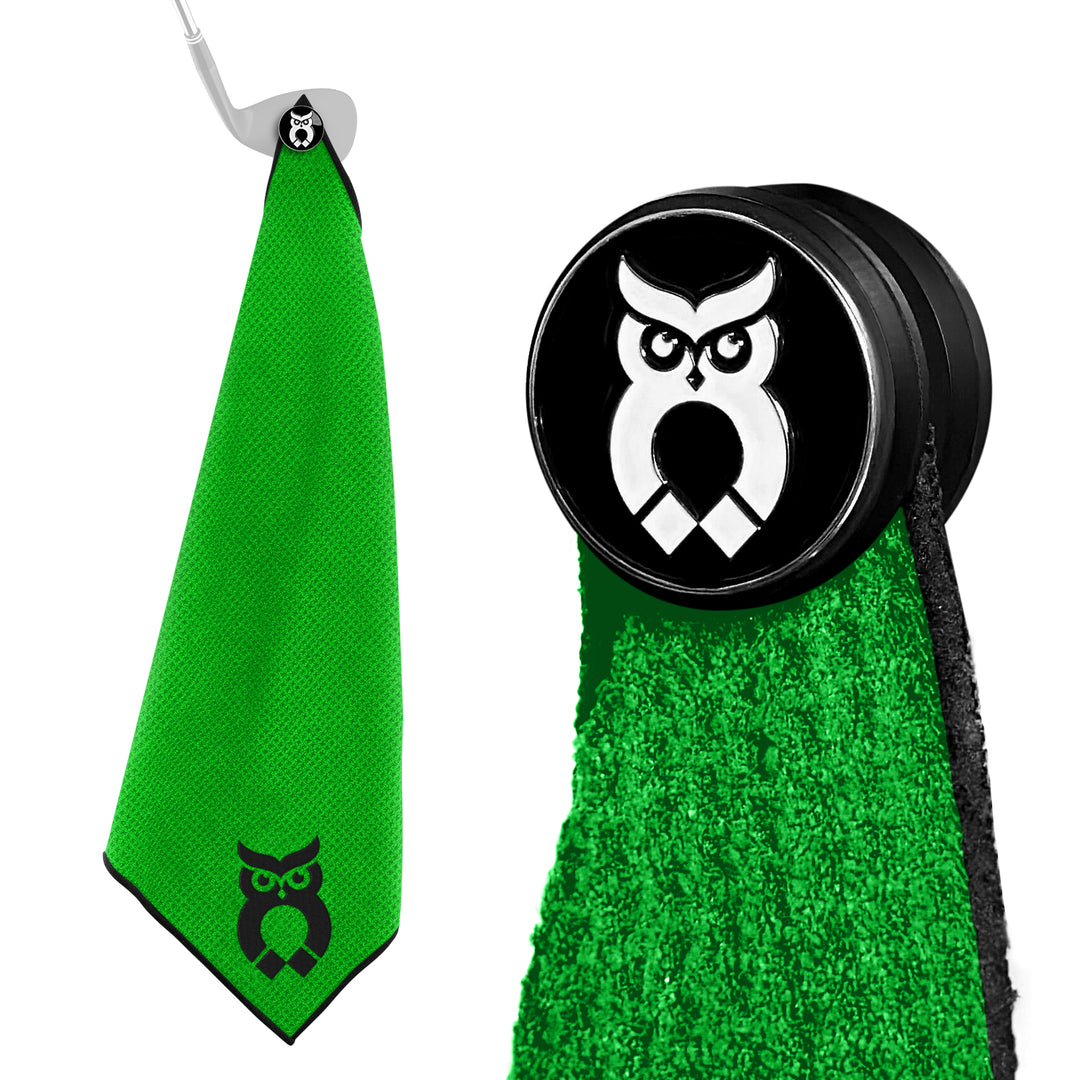 Green MagnetOwl Golf Towel