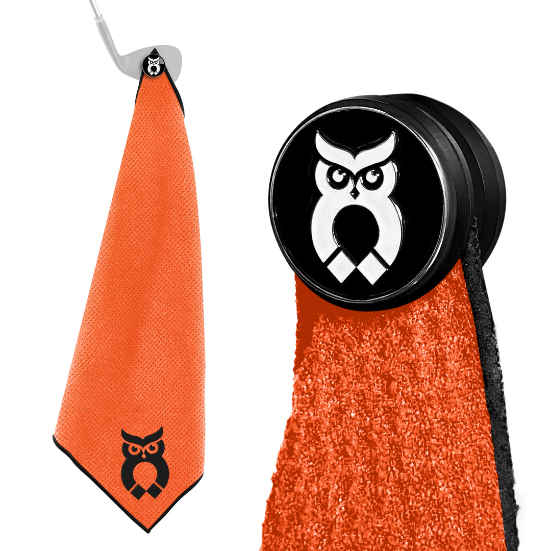 Orange MagnetOwl Golf Towel