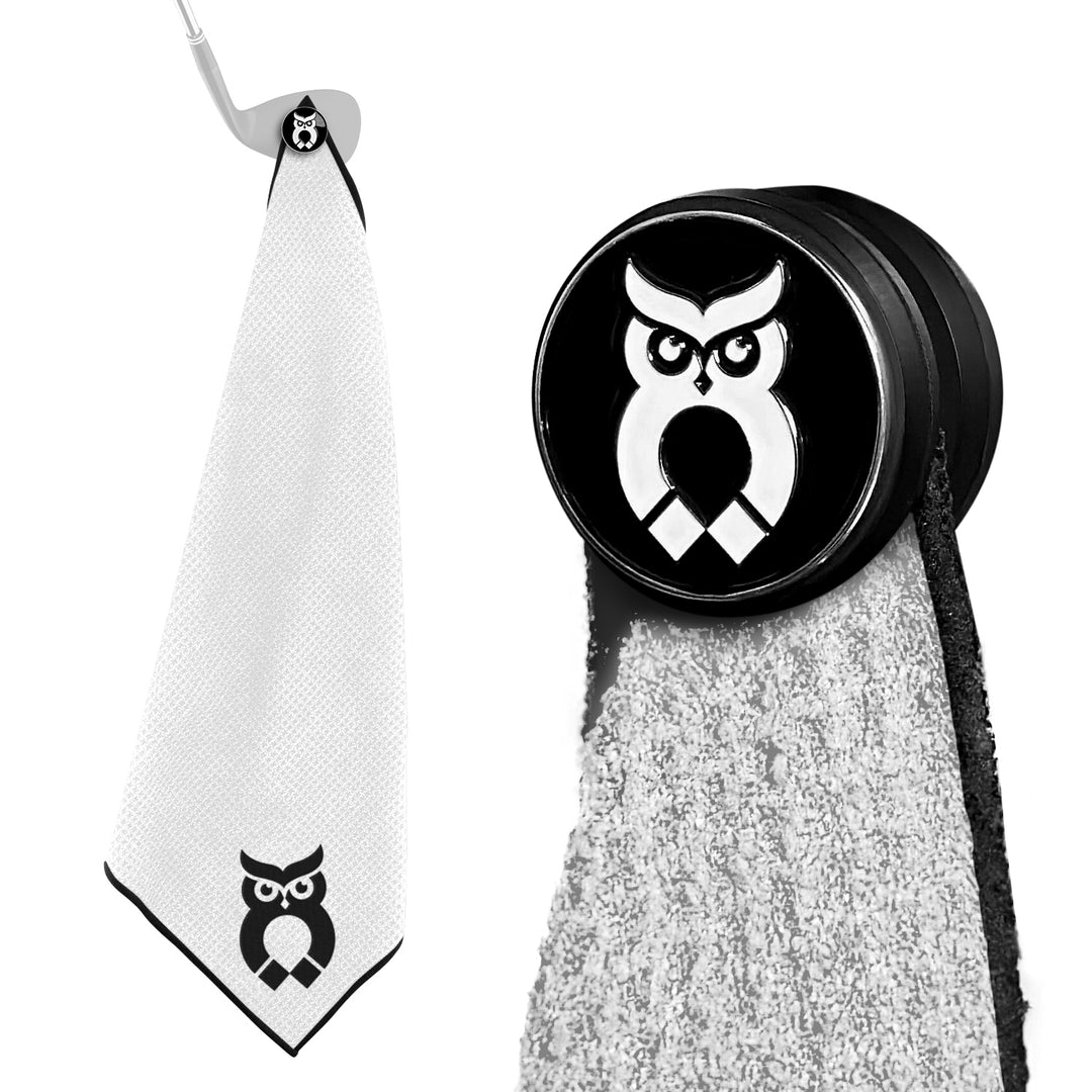 White MagnetOwl Golf Towel