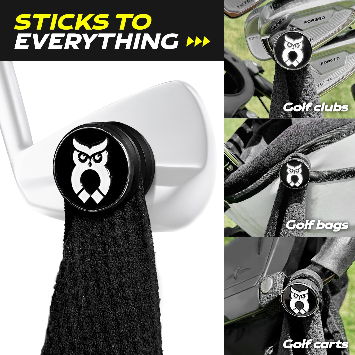 Black MagnetOwl Golf Towel Kit