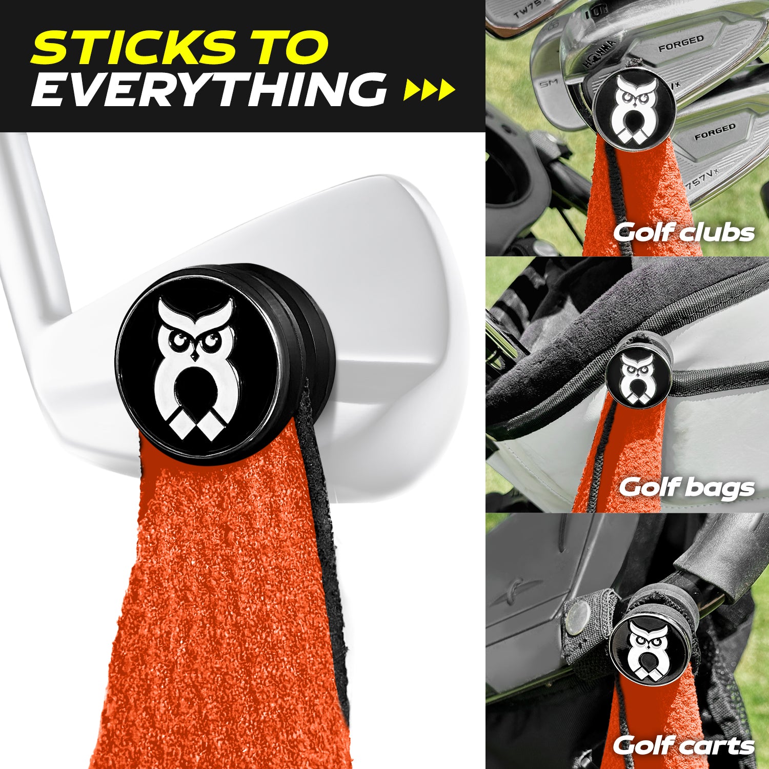 Orange MagnetOwl Golf Towel Kit