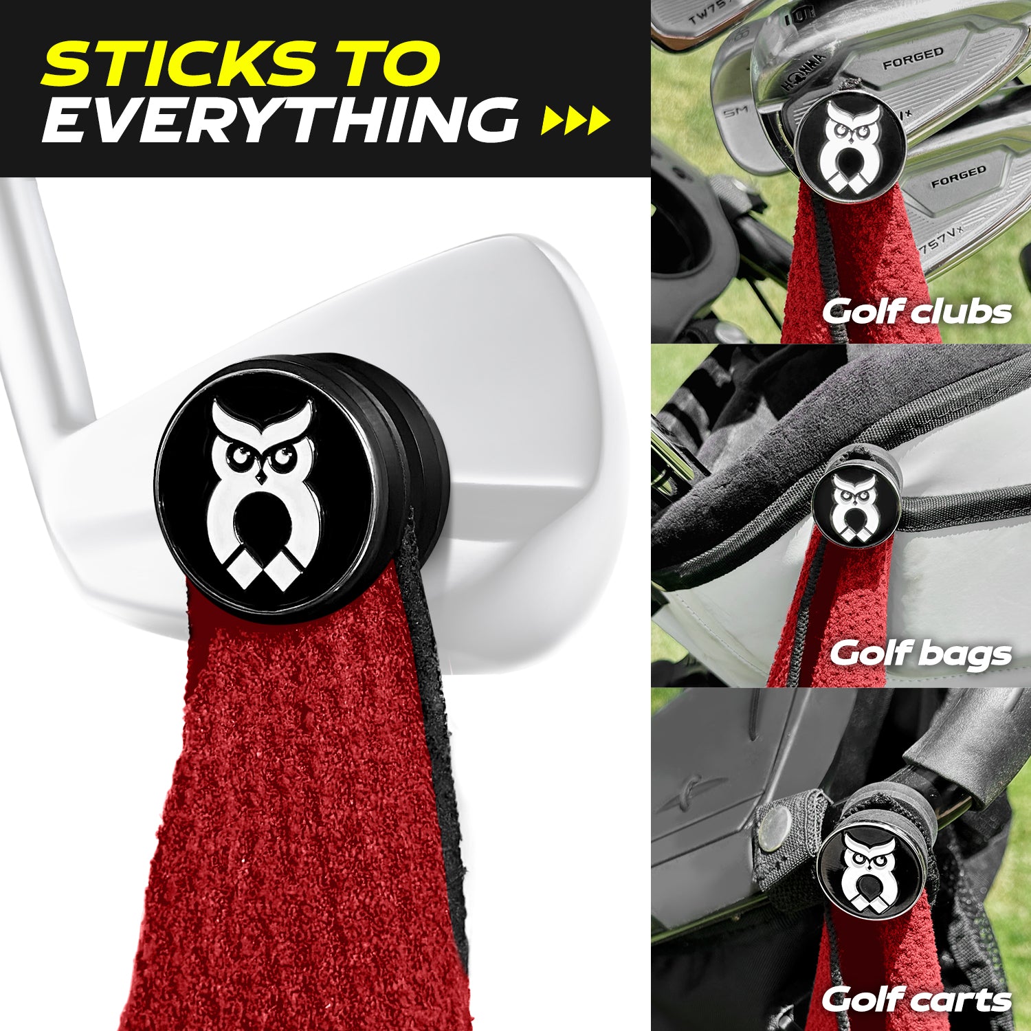 Red MagnetOwl Golf Towel Kit