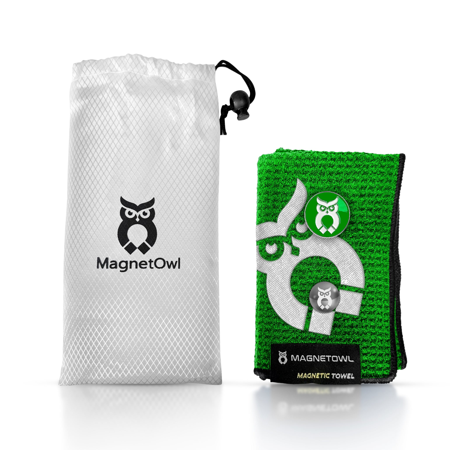 Green MagnetOwl Golf Towel Kit